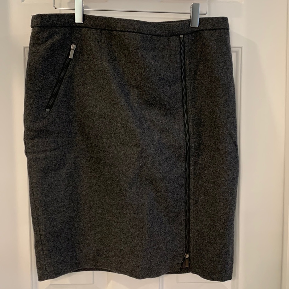 Wool pencil skirt with decorative zippers